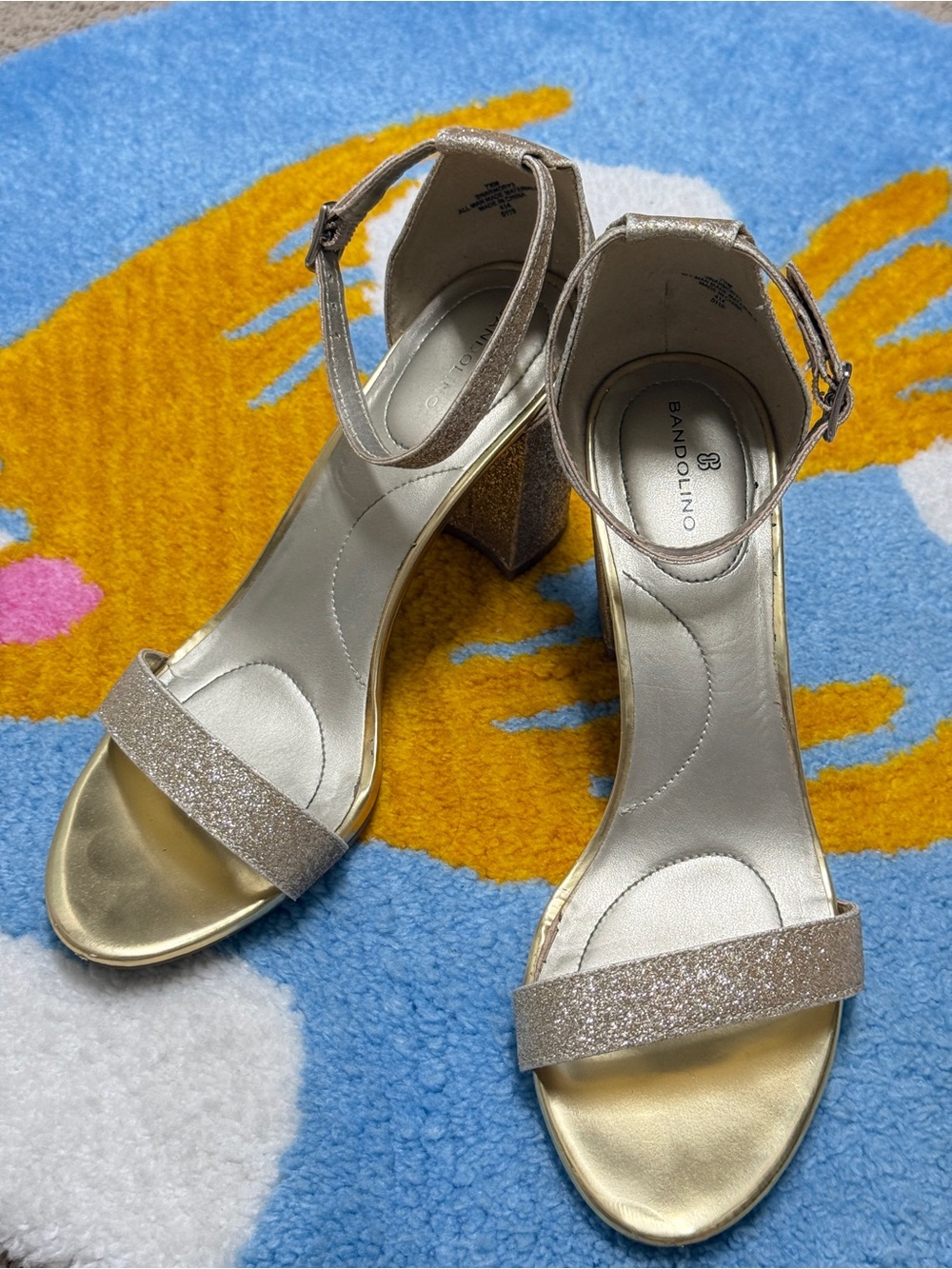 Bandolino Sparkling Gold/Champagne Block Heel Sandals